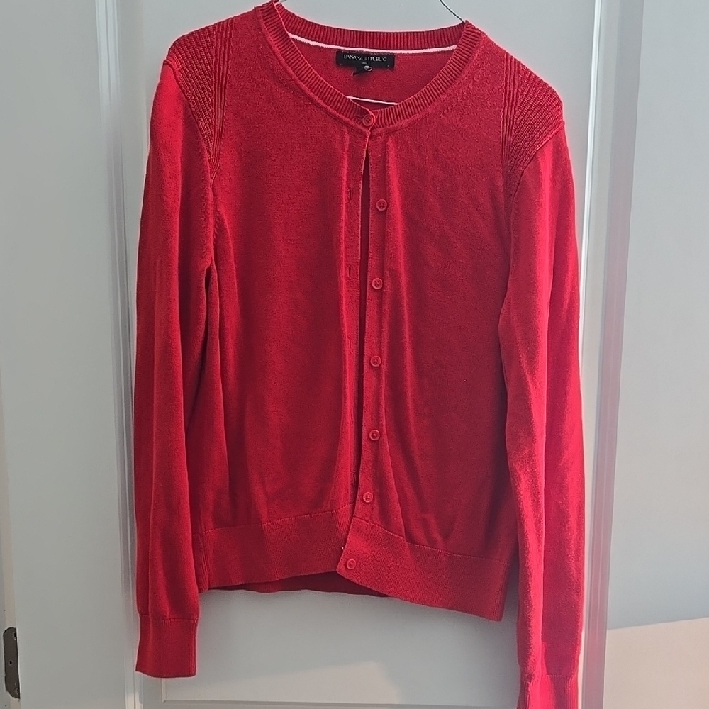 Banana Republic Factory Red Cardigan Sweater